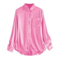 Ženska bluza s dugim rukavima Kardigan TOP jednostavan džep u boji Labavi majica Trendy Leisure Streetwear