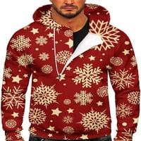 Glookwis Muška pulover Dugi rukav Božićni duksevi s kapuljačom Xmas Dukseri Sport sa džepnim duksevima
