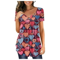 Ženska plus veličina cvjetni ispis kratkih rukava okrugli bluza za bluzu za vrat na vrhu MULTICOLOR