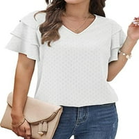 Avamo dame vrhovi V izrez košulje od pune boje Bluza Žene Plain Tunic Majica Holiday White 2xl