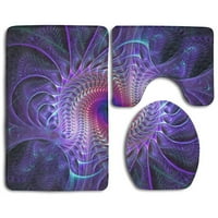 NOVO Purple Tie Dye Trippy Art Upravni prostirke Set za kupanje Contour Mat i toaletni poklopac poklopca