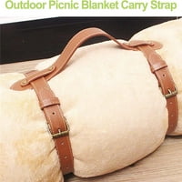 Piknik pokrivač za nošenje, PU kožna kaiš za nošenje s podesivim rupama prijenosna mat za plažu za nošenje