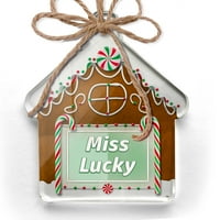 Ornament tiskan jednostrano gospođice Lucky St. Patrickov dan Moderni zeleni božićni neonBond