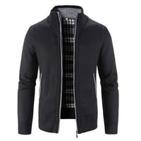 Muški casual patentne jakne džemper s džemper košulja slim fit topli vrhovi kaput crni 3xl
