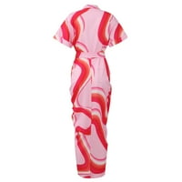 Haljina za žene, ženska vintage modna casual čipka u obliku dugih rukava Contrast Cape haljina ružičasta