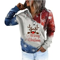 Smihono ponude ženska modna dukserica džepne vučne pulover vrhove božićne grafički print casual comfy