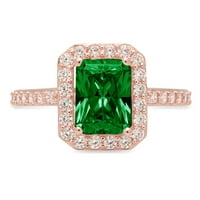 2.07ct smaragdni rez zeleni simulirani smaragd 18k ruža zlatna godišnjica Angagement Halo prstena veličine