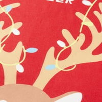 Eyicmarn Božić koji odgovara porodičnoj pidžami, crtani elk pismo ispis dugih rukava okrugli vrat pulover
