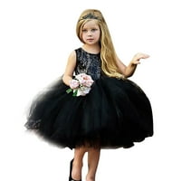 Ružičasta haljina Djevojčica Djevojke bez rukava bez rukava s okruglim izrezom cvjetna haljina crna