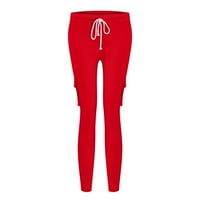 Wavsuf ženske hlače plus veličine čvrste sa džepovima crvene hlače veličine xl