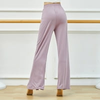 Široke pantalone za noge za žene Ležerne prilike Comfy Ruched Visoki struk sa džepovima Jednobojne modalne