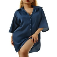 Ženska majica za spavanje satenske spavaćice svile na noćnim rukavima od svile na noćnim masmičnim psihom