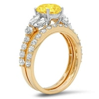 3. CT sjajan okrugli rez simulirani žuti dijamant 18k žuti bijeli zlatni pasijans sa akcentima mladenci