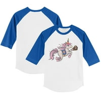 Mladišta Tiny Turpap White Royal New York Mets Unicorn 3 Majica sa 4 rukava Raglan