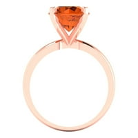 3. CT sjajan okrugli rez simulirani ružičasti turmalin 14K ružičasto zlato pasijans prsten sz 8,75