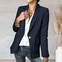 Vedolay Wemens Suit Jackets ženski rever izrez dugih rukava Blazer tipka prednja modna jakna, plava