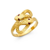 Dragulji LU 14K Žuta zlatna modna godišnjica zmija zvona veličine 7,5