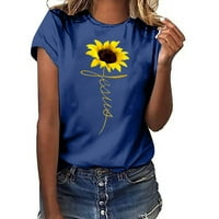 Taotanxi Ženske djevojke Plus size Suncokret Print Tes Tees Kratki rukav Torbice za blubu za bluze Wemens