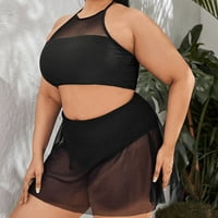Plus size za žene za žene Control bikini set za plažu od čipke Cjepavanje čipke Halter vrat Tankini