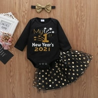 Baby Girls Pismom Romper Tutu suknje za glavu Nove Godine Outfits Set odjeće