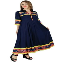 Bimba Žene Plavi pamuk Anarkali Kurti klasična indijska bluza za bluzu Kurta poklon