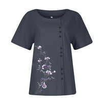 CYZZ CELLER TSHIrts majice za žene, žene kratkih rukava Ležerne ljetne grafičke cvjetne tiskane konoplje