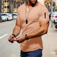 Muška ljetna modna casual pune boje džepne majice sa zatvaračem kratkih rukava TOP bluza majice