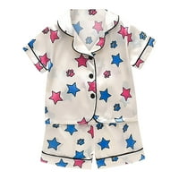 SNGXGN Girls Pijamas PJS set PJ set sa džepovima s dugim rukavima za spavanje za spavanje, bež, bež,