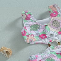 Coduop Toddler Baby Girls Bikini set, cvijet bez rukava izdubljeni kupaći kostim za ljetnu plažu