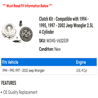 Kit kvačila - kompatibilan sa - 1995, - Jeep Wrangler 2.5L 4-cilindrični 2001