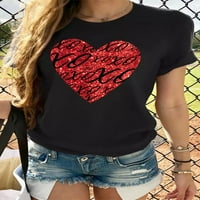 Dnevna majica za žene za žene Ljubite srce Grafički print The Casual Loose Majica kratkih rukava