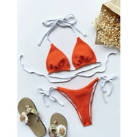Ženski trokut bikini setovi visoko izrezani bočni kupaći odijela String Halter bikini rebrasti kupaći