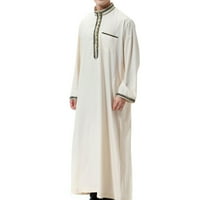 Auroural Muška majica dugih rukava Muški muslimanski ogrtač Arab Srednja rube dugim rukavima Vezerani