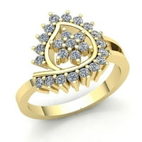 Prirodno 0,5ct okrugli rez Diamond Dame Dame Bridal Cvjetni angažman Fancy Ring Solid 18K ruža, bijela