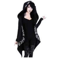 Ženske jakne žene labave gotički punk dugih rukava s kapuljačom crni kardigan jakna crna crna l