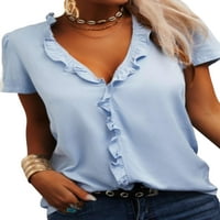 Ženska bluza Solid Boja vrhovi kratkih rukava Elegantna tunika košulja Radni 3xl