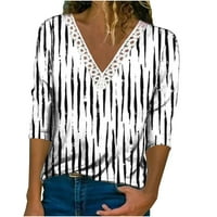 Augner ženska modna kontrast čipka V izrez dugim rukavima majica Ležerne prilike Ležerne prilike Confy