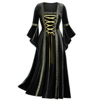 Haljine za žene ženske plus veličine cool patchwork zalaže dugi rukav dugi haljina crna haljina s dugim