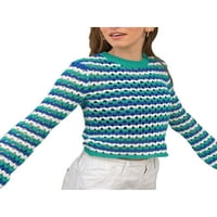 Wybzd ženska jesenski prugasti pleteni džemper s krojevima Clochet Color blok dugih rukava posada pulover