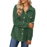 Ketyyh-CHN jakne za žene Business Solid Blazer kaputi dugih rukava Elegantne labave jakne Green, XL