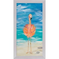 Sjajna umjetnost sada Flamingo i by julie derice, uokvirena zidna umjetnost, 16.75W 30.75h