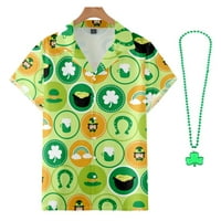 FNYKO muške majice Svetog Patrickovog dana zeleni tisak casual skrozleeve majice na havajima na plaži