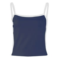 Tking Fashion Womens Ljeto bez rukava, Ležerne prilike, usjeva u obliku kvadratnih vrata Osnovna camisole plava l