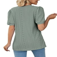 Niuer Dame Ljetni vrhovi izdubljeni majica kratki rukav majica meka pulover Puno boje TEE tamno zelena