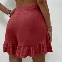 Ženske kratke hlače Ženska modna boja pune boje casual široki nog ruffle labavi visoki stručni kratki