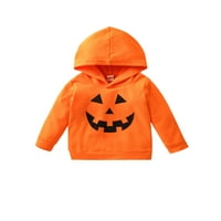 Djeca Halloween Hoodie, narandžasti bundev lica tiskanog uzorka s kapuljačom s dugim rukavima