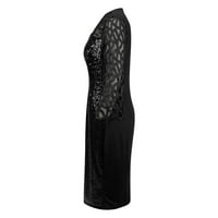 Ženske haljine rukave Dužina koljena, Čvrsta bodycon ljetna okrugla orlovska haljina crna 2xl