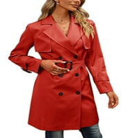 Zodanni Ženski omotač dugih rukava na dugih rukava modni kaput casual kaputi za zabavu Crveni XL
