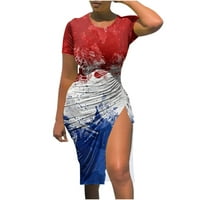 Ženska američka zastava Dan neovisnosti Neodvid Tunts Patriot Crt Vrući gumb dolje meso Natkriveni kratki