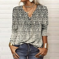 Pad džempera za žene prevelizirani džemperi za žene Novi V-izrez modni print dugih rukava majica Slim